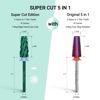 Picture of MelodySusie Super Cut Edition 5 in 1 Nail Drill Bits, 3/32'' Carbide Tungsten Multi-function Bits, Suitable for Manicure Pedicure Cuticle Gel Polishing, Green, Series Bit-M, 4XC