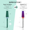 Picture of MelodySusie Super Cut Edition 5 in 1 Nail Drill Bits, 3/32'' Carbide Tungsten Multi-function Bits, Suitable for Manicure Pedicure Cuticle Gel Polishing, Green, Series Bit-M, Quadruple Coarse
