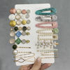 Picture of Mehayi 20 PCS Pearls and Acrylic Resin Hair Clips, Handmade Hair Barrettes, Marble Alligator bobby pins, Glitter Crystal Geometric Hairpin, Elegant Gold Hair Accessories, Gifts for Women Girls