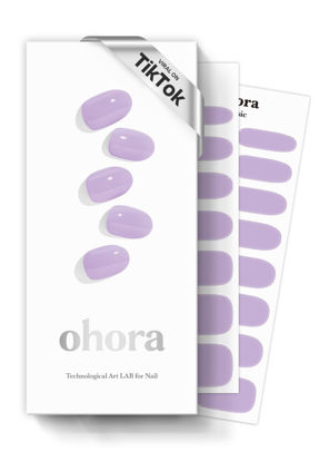 Picture of ohora Semi Cured Gel Nail Strips (N Cream Very Peri) - Purple, Solid, Works with UV/LED Lamps, Salon-Quality, Long Lasting, Easy to Apply & Remove - Includes 2 Prep Pads, Nail File & Wooden Stick