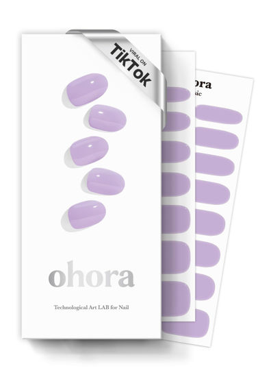 Picture of ohora Semi Cured Gel Nail Strips (N Cream Very Peri) - Purple, Solid, Works with UV/LED Lamps, Salon-Quality, Long Lasting, Easy to Apply & Remove - Includes 2 Prep Pads, Nail File & Wooden Stick