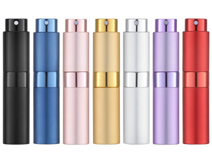Picture of Tekson 7PCS 8ml Travel Perfume Atomizer Refillable, Mini Cologne Spray Bottle Empty, Small Aftershave Sprayer for Liquid Dispenser (Seven Colors)
