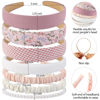 Picture of AHONEY 7 Pack Pink Headbands for Girls Women Headbands Trendy Non Slip Hairbands Cute Croquett Hair Accessories Kawaii Multi-style Headband Pack (Pink)