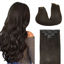 Picture of DOORES Hair Extensions Dark Brown 18 Inch 120g 7pcs Real Straight Remy Clip in Human Hair Extensions Thick