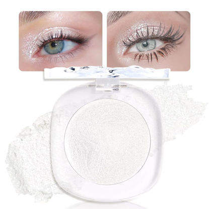 Picture of Eye shadow low saturation delicate long-lasting eye shadow palette, Monochrome Glittler Eyeshadow, pressed glitter eyeshadow, Glittle Pressed Powder Single Vegan Eyeshadow, (04 Glittle Pearl White)
