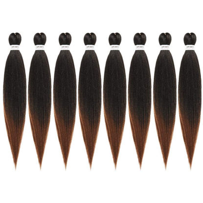 Picture of Difunee Pre-stretched Braiding Hair - 30 Inch 8 Packs Long Braiding Hair Yaki Texture Soft Crochet Braids, Ombre Brown Hot Water Setting Twist Synthetic Braiding Hair Extension（30 Inch, T30-8P)