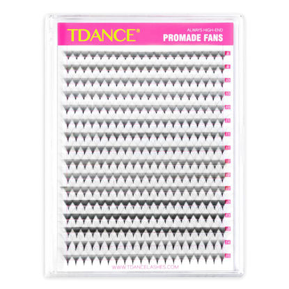 Picture of TDANCE Premade Fans Eyelash Extensions 320 Fans Pre Made Fans Lash Extensions Middle Stem Heat Bonded Premade Lash Fans Volume Lash Extensions(320-16D-0.03-D-8-15mm)