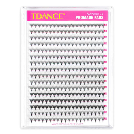 Picture of TDANCE Premade Fans Eyelash Extensions 320 Fans Pre Made Fans Lash Extensions Middle Stem Heat Bonded Premade Lash Fans Volume Lash Extensions(320-16D-0.03-D-8-15mm)
