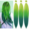 Picture of Ombre Green Braiding Hair Pre Stretched Kanekalon Braiding Hair