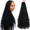 Picture of LMZIM 18 Inch 8 Packs Boho Box Braids Crochet Hair Bohemian Crochet Box Braids with Curly Ends Hippie Braids Braiding Hair Goddess Box Braids (18 inch, 2)