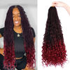 Picture of LMZIM 18 Inch 8 Packs Boho Box Braids Crochet Hair Bohemian Crochet Box Braids with Curly Ends Hippie Braids Braiding Hair Goddess Box Braids (18 inch, T1B/TBUG)