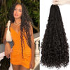 Picture of LMZIM 18 Inch 8 Packs Boho Box Braids Crochet Hair Bohemian Crochet Box Braids with Curly Ends Hippie Braids Braiding Hair Goddess Box Braids (18 inch, 4)
