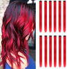 Picture of 12PCS Colored Red Hair Extensions Straight Multicolor Clip in Hair Extensions Colorful 20 Inch Rainbow Hair Extensions for Kids Women's Gifts Halloween Christmas Party Highlights (12pcs Red)