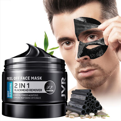 Picture of JVR Peel Off Face Mask, Blackhead Remover Mask for Men, Charcoal Peel Off Black Mask, Facial Mask Purifying and Deep Cleansing for All Skin Types 8.46 OZ