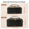 Picture of Prite Travel Cosmetic Bag Makeup Organizer Bag For Women Large Capacity Waterproof PU Leather Toiletry Bag with Handle and Clear Divider(Large Black)