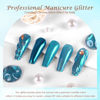 Picture of Laza Chrome Nail Powder Mirror Effect Metallic Dust Holographic Glitter Glazed Manicure Decoration Reflective Pigment for DIY Gel Polish Nail Art, Resin Craft, Gifts - Lake Blue