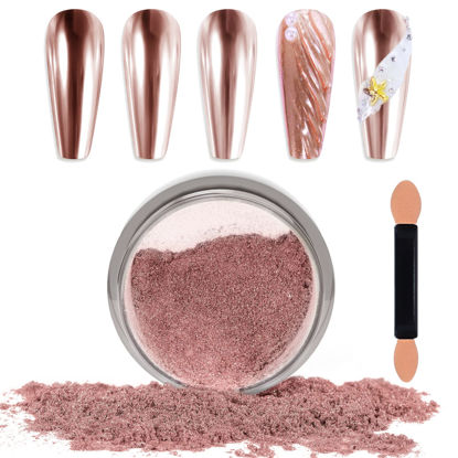 Picture of Laza Chrome Nail Powder Mirror Effect Metallic Dust Holographic Glitter Glazed Manicure Decoration Reflective Pigment for DIY Gel Polish Nail Art, Resin Craft, Gifts - Rose Gold
