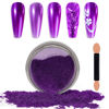 Picture of Laza Chrome Nail Powder Mirror Effect Metallic Dust Holographic Glitter Glazed Manicure Decoration Reflective Pigment for DIY Gel Polish Nail Art, Resin Craft, Gifts - Purple