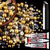 Picture of 80g Flatback Pearls and Rhinestones for Crafting, Golden Black 3-10mm Resin Rhinestones and Half Pearls for Bedazzling, Nail Art and Dec with 3pcs 10ml B7000 Jewelry Glue, Tweezer and Pickup Pencil