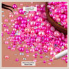 Picture of 80g Flatback Pearls and Rhinestones for Crafting, Dark Pink 3-10mm Resin Rhinestones and Half Pearls for Bedazzling, Nail Art and Dec with 3pcs 10ml B7000 Jewelry Glue, Tweezer and Pickup Pencil
