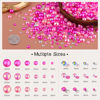 Picture of 80g Flatback Pearls and Rhinestones for Crafting, Dark Pink 3-10mm Resin Rhinestones and Half Pearls for Bedazzling, Nail Art and Dec with 3pcs 10ml B7000 Jewelry Glue, Tweezer and Pickup Pencil