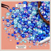 Picture of 80g Flatback Pearls and Rhinestones for Crafting, Dark Blue 3-10mm Resin Rhinestones and Half Pearls for Bedazzling, Nail Art and Dec with 3pcs 10ml B7000 Jewelry Glue, Tweezer and Pickup Pencil