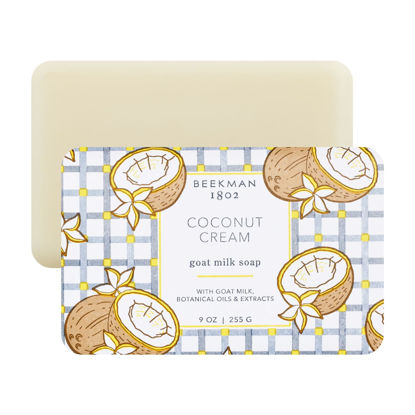 Picture of Beekman 1802 Coconut Cream Goat Milk Soap - Scented - 9 oz - Cleanses, Nourishes & Hydrates - Certified Microbiome Friendly - No Irritation - Good for Sensitive Skin