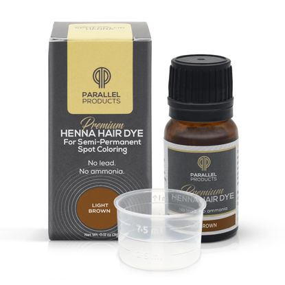 Picture of Parallel Products Spot Color Henna Kit - Henna Hair Dye - 3 grams - Tint for Professional Spot Coloring - With Mixing Dish - Covers Grey Hair - Root Touch Up (Light Brown)