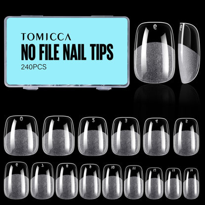 Picture of TOMICCA Extra Short Square Nail Tips,Fake Nails Half Matte Acrylic Gel Nail Tips 240Pcs Full Cover False Nails 12 Sizes for Nail Extension Home DIY Salon