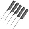 Picture of Bardeau Essentials, Professional 8.8 Inch Tail Comb (5 Pack) - Black Carbon Fiber And Stainless Steel Pintail - Chemical And Heat Resistant Teasing Comb - Lightweight Rat Tail Comb For All Hair Types