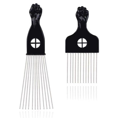 Picture of Hair Pick Comb for Curly Hair,Sturdy Plastic Afro Pick for Black Men Women with Unique Handle Design,Suitable for All Hair Lengths and Genders,Ideal Beard Pick Hair Styling Accessory and Grooming Tool