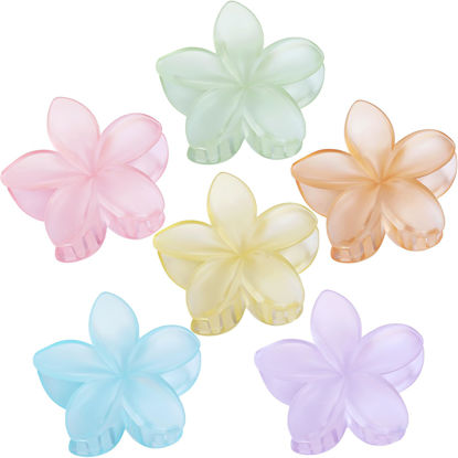 Picture of Sisiaipu Hawaiian Flower Hair Clips for Women 6 Pack Flower Hair Claw Clips Plumeria Claw Clips for Thin Hair Large Claw Clips for Thick Hair Beach Tropical Hair Accessories for Girls - Ice cream