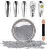 Picture of Laza Chrome Nail Powder Mirror Effect Metallic Dust Holographic Glitter Glazed Manicure Decoration Reflective Pigment for DIY Gel Polish Nail Art, Resin Craft, Gifts - Silver