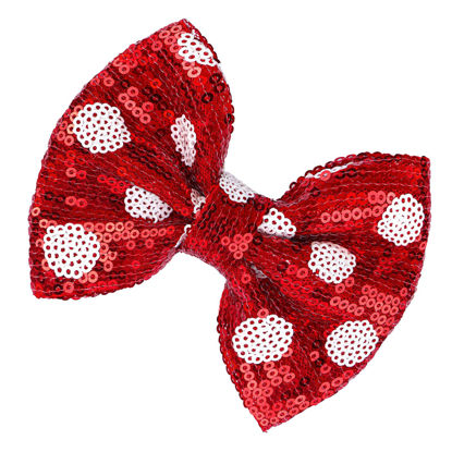 Picture of Lanmerry Valentine's Day Glitter Hair Bows Clips Large Sequins Bow Hair Clips Valentine's Hair Barrettes Xmas Hairpin Hair Accessories for Women and Girls Red Dot
