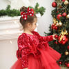 Picture of Lanmerry Valentine's Day Glitter Hair Bows Clips Large Sequins Bow Hair Clips Valentine's Hair Barrettes Xmas Hairpin Hair Accessories for Women and Girls Red Dot