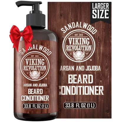 Picture of Viking Revolution Sandalwood Beard Conditioner for Men with Argan Oil and Jojoba Oil - Beard Softener and Strengthener Natural Beard Conditioner - Beard Care Moisturizer with Aloe Vera (33.8 Fl oz)