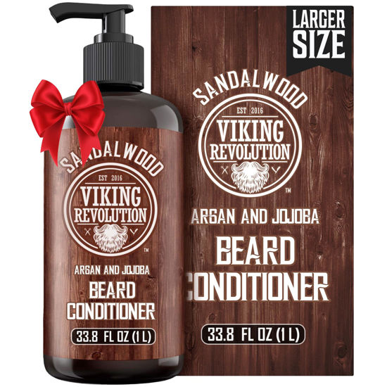 Picture of Viking Revolution Sandalwood Beard Conditioner for Men with Argan Oil and Jojoba Oil - Beard Softener and Strengthener Natural Beard Conditioner - Beard Care Moisturizer with Aloe Vera (33.8 Fl oz)