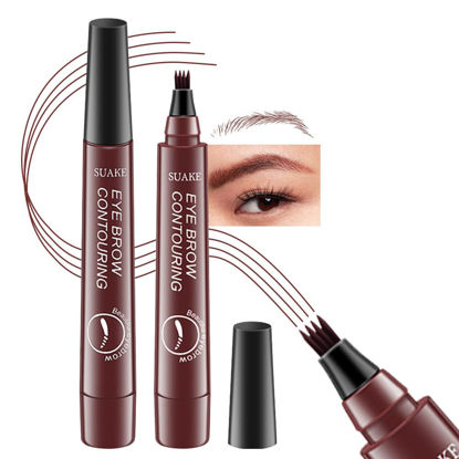 Picture of Kaely 2Pcs Magical Precise Waterproof Brow Pen,Suake Eyebrow Contouring Pen,4 Tip Eye Brow Pencils for Women Makeup,lapiz de cejas 3d Microblading Eyebrow Pen Pencil,24h Smudge Proof,03 Red Brown