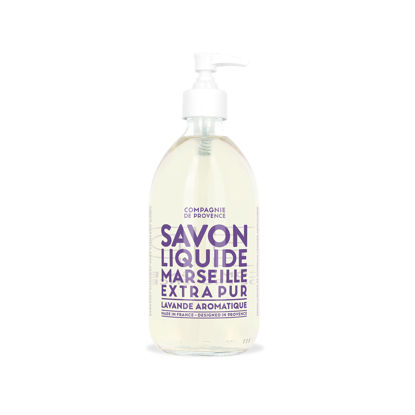 Picture of Compagnie de Provence Savon de Marseille Extra Pure Liquid Soap - Aromatic Lavender - 16.7 Fl Oz Glass Pump Bottle