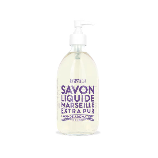 Picture of Compagnie de Provence Savon de Marseille Extra Pure Liquid Soap - Aromatic Lavender - 16.7 Fl Oz Glass Pump Bottle