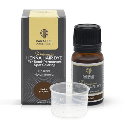 Picture of Parallel Products Spot Color Henna Kit - Henna Hair Dye - 3 grams - Tint for Professional Spot Coloring - With Mixing Dish - Covers Grey Hair - Root Touch Up (Dark Brown)