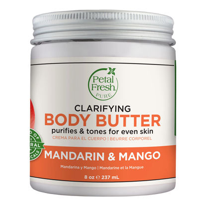 Picture of Petal Fresh Pure Clarifying Mandarin & Mango Body Butter, Organic Coconut Oil, Argan Oil, Shea Butter, Purifying and Toning, For All Skin Tupes, Natural Ingredients, Vegan and Cruelty Free, 8 oz