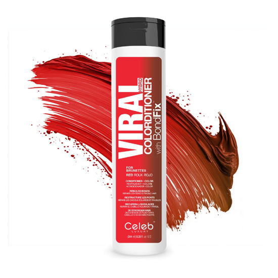 Picture of Celeb Luxury Red Hair Color Depositing Colorwash Conditioner for Brunettes + Bondfix Bond Rebuilder, Semi Permanent Hair Color, Vegan Hair Dye