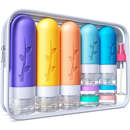 Picture of 19 Pack travel Bottles for Toiletries, Silicone TSA Approved Travel Size Containers for toiletries Leak Proof Refillable Travel Essentials for Shampoo Conditioner Lotion toiletry bottles
