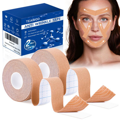 Picture of Anti-Wrinkle Tape | Facial Myofascial Lift Tape for Skin Firming, Toning & Tightening | Lift Tape for Face, Neck & Forehead | Smooths Wrinkles, Lifts Skin Anti-Aging Face Patches 2 rolls