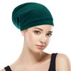 Picture of Silk Satin Lined Bonnet Sleep Cap - Adjustable Stay on All Night Hair Wrap Cover Slouchy Beanie for Curly Hair Protection for Women and Men - Solid Forrest Green