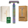 Picture of VIKINGS BLADE Double Edge Safety Razor + 5 Swedish Steel Blades + Luxury Case. Smooth, Reusable, Recyclable (Chieftain "Aurora")