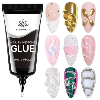 Picture of BORN PRETTY Nail Rhinestone Glue Gel for Nails Super Strong Gel Nail Glue for Nail Charm 3D Nails Gems Beads Nail Art Jewels Cured Need Nail Art DIY at Home 30ML