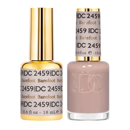 Picture of DND DC Gel Polish Set, Sheer Collection, UV/LED Gel Polish and Air Dry Nail Lacquer, Matching Chip-Free Polish Duo, 2459 Barefoot, 0.5 Fl Oz