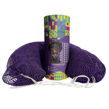 Picture of AFRIKI African Net Sponge, Authentic African Exfoliating Sponge, Black Owned, Back Scrubber, 45 inch Long for Normal to Sensitive Skin, for Daily use, Original Collection